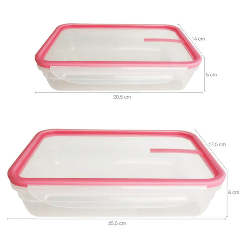 Conjunto de 2 Potes Herméticos Freshy 820ml e 1,6l Potes Retangulares Coral Sanremo