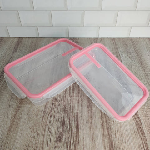 Conjunto de 2 Potes Herméticos Freshy 820ml e 1,6l Potes Retangulares Coral Sanremo