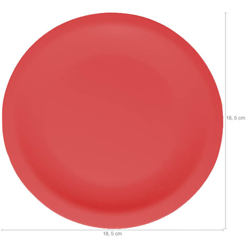 Jogo de Pratos 10 Peças Pratos de Sobremesa Lanche de Plástico 18,5cm OU Vermelho