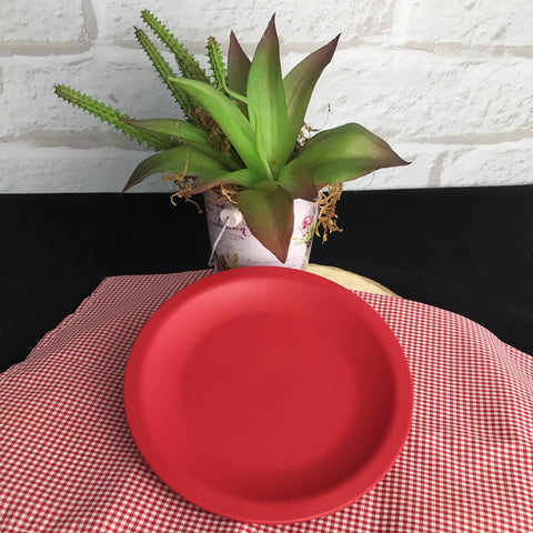 Jogo de Pratos 10 Peças Pratos de Sobremesa Lanche de Plástico 18,5cm OU Vermelho
