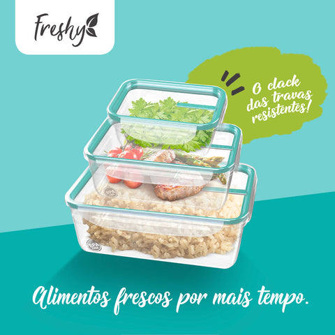 Conjunto 6 Potes Plásticos com Tampas Herméticas com Travas 300ml 1,24L e 2,5L Sanremo Verde