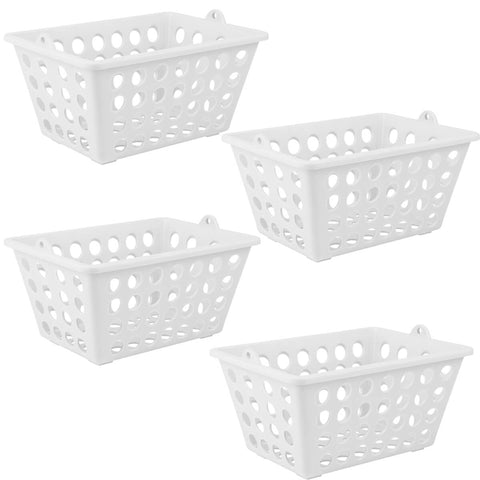 Conjunto 4 Cestos Plásticos Multiuso Caixas Organizadoras 2,2L Branco