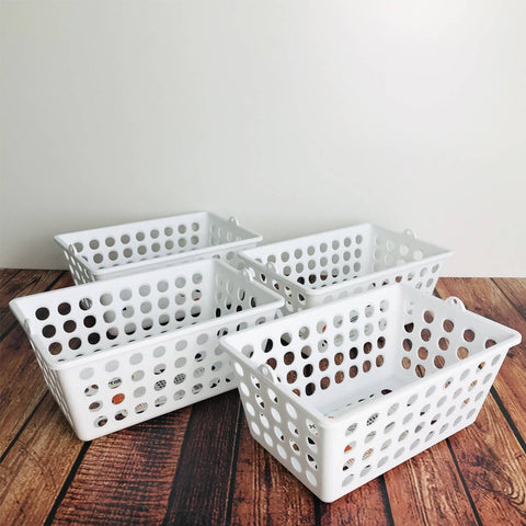 Conjunto 4 Cestos Plásticos Multiuso Caixas Organizadoras 2,2L Branco