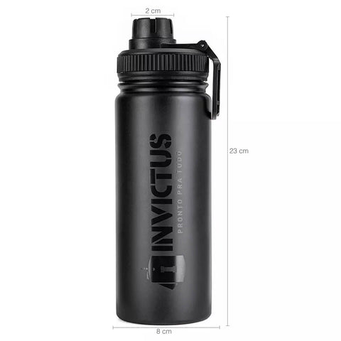 Garrafa Térmica 500ml Sonic 2.0 Invictus Aço Inox 304 Tampa De Dupla Abertura Preto Fosco