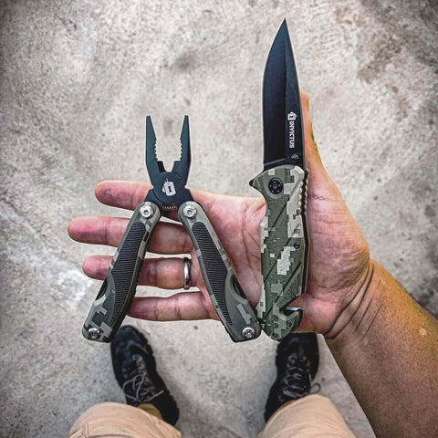 Kit Alicate Multitool Invictus Precision e Canivete Tático Militar Invictus Squad Inox 420 Camuflado