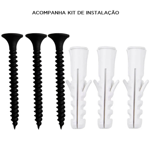 Cabideiro de Parede Aramados para Closet Cabideiro de Parede para Roupas e Acessórios Micro Preto