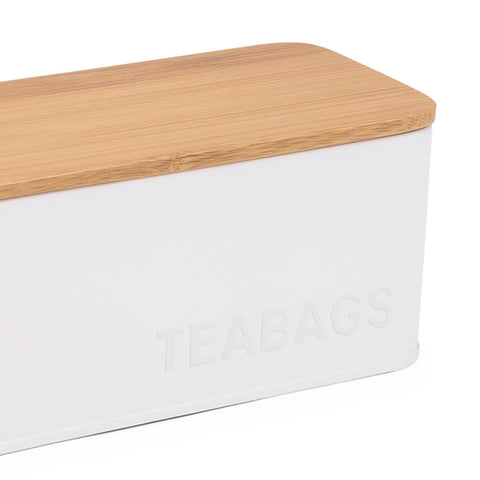 Porta Chás Canister Haus Concept Suporte Porta Sachês Chá Teabags com 3 Divisórias Branco