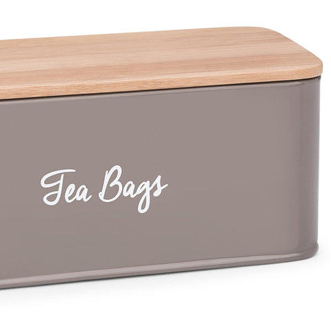 Porta Chás Canister Haus Concept Suporte Porta Sachês Chá Teabags com 3 Divisórias Warm Gray