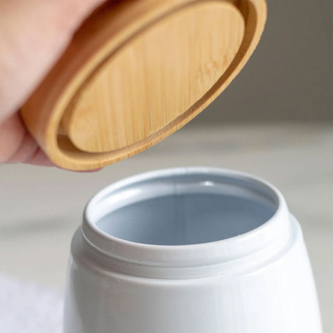 Kit 2 Latas Coffee e Sugar 800ml Potes para Açúcar e Café em Aço e Bambu Sunshine Yoi Branco