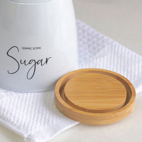 Kit 2 Latas Coffee e Sugar 800ml Potes para Açúcar e Café em Aço e Bambu Sunshine Yoi Branco