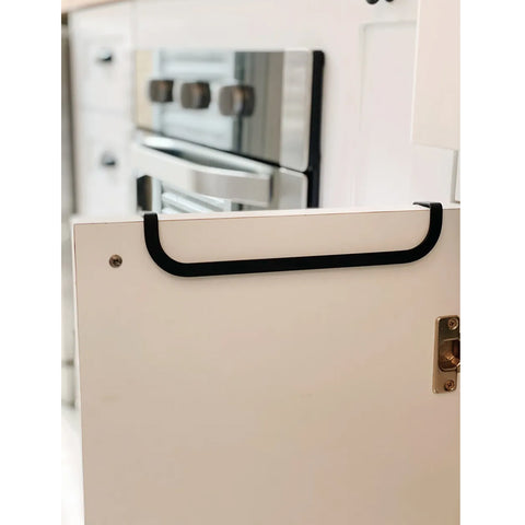 Suporte Toalheiro Porta De Armário Cozinha De Aço Carbono Preto E Madeira Porta Toalha Yoi